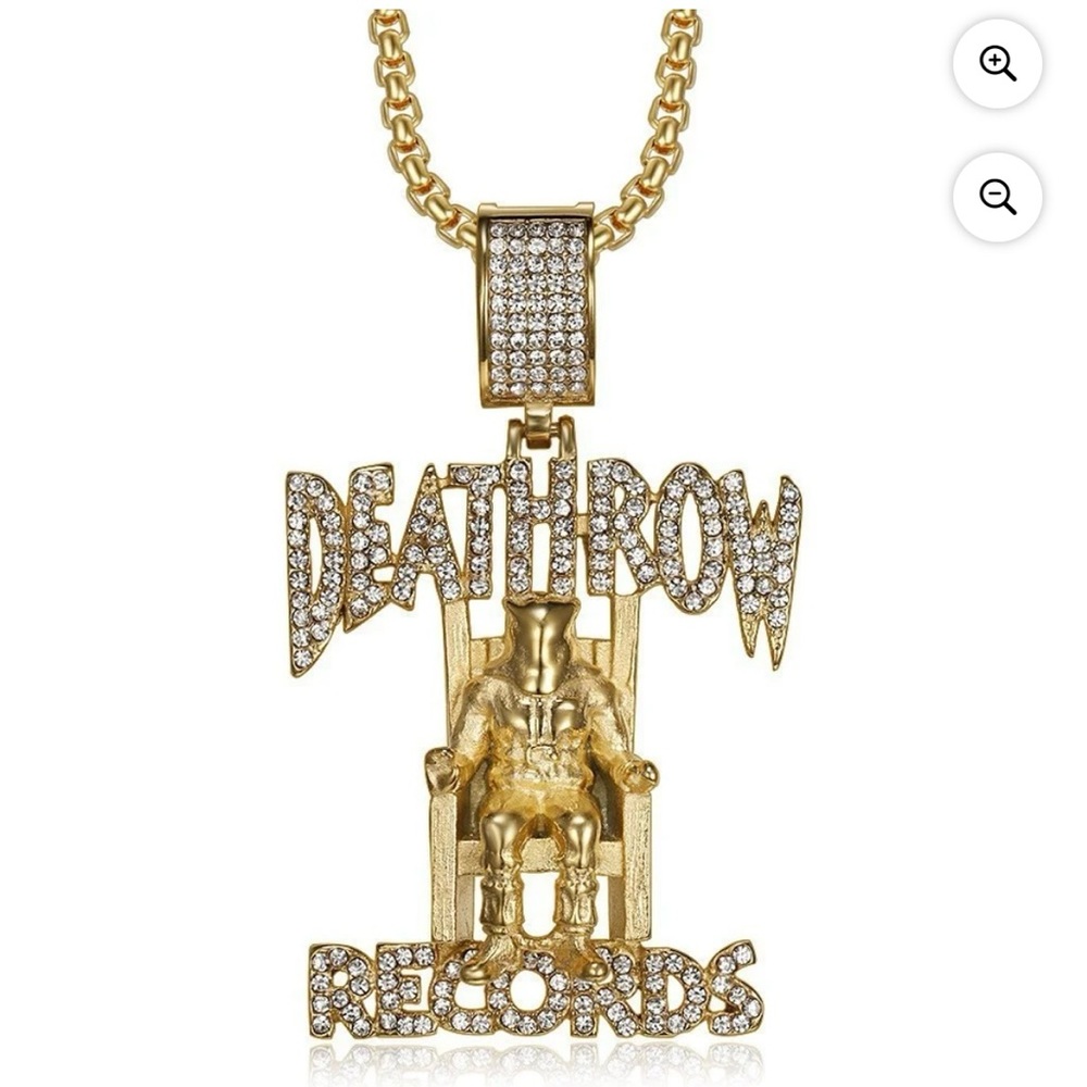 Gold Death Row Records Pendant Necklace